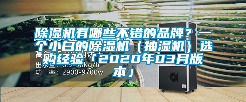 除濕機(jī)有哪些不錯(cuò)的品牌？一個(gè)小白的除濕機(jī)（抽濕機(jī)）選購經(jīng)驗(yàn)「2020年03月版本」